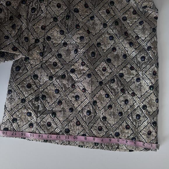 Vintage Malbe Jumpsuit Women’s Size 9/10 Gold Metallic Brocade Wide Leg 60s - Picture 16 of 16